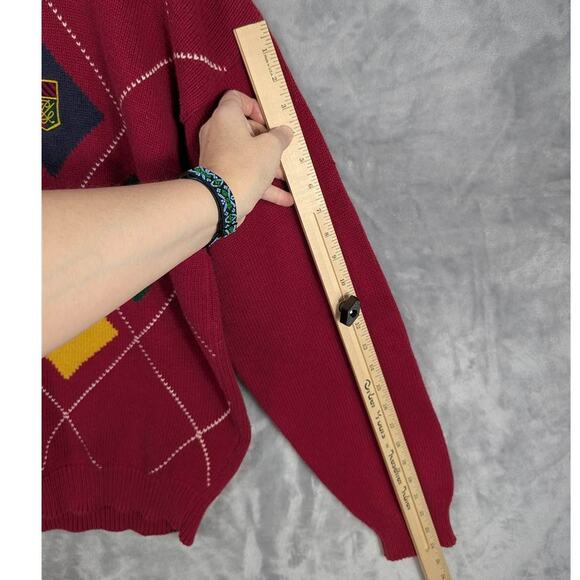 Vintage Payne Stewart Sweater Mens XLT Red Argyle Long Sleeve Pullover Cotton - Picture 5 of 11